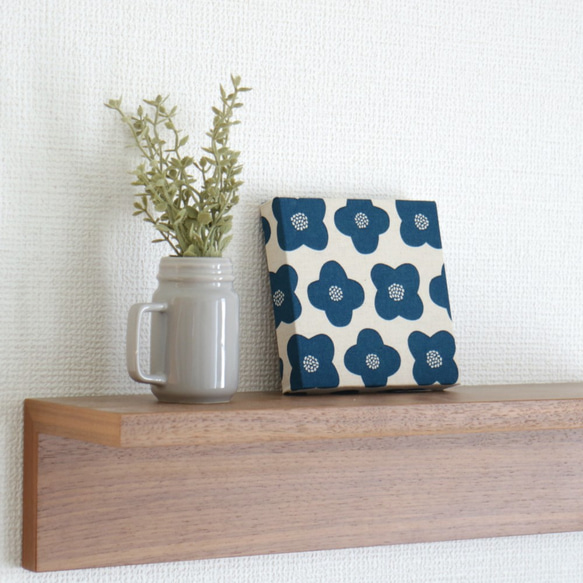 12×12cm小布藝面板【北歐簡約花朵】藏青色 第2張的照片