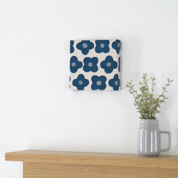 12×12cm小布藝面板【北歐簡約花朵】藏青色 第5張的照片