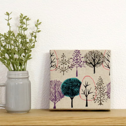 送料無料】ファブリックパネル 北欧小鳥刺繍&北欧ブラウン 15×15cm 3枚