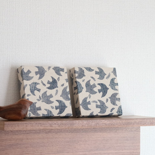 12x12cmちいさなファブリックパネル【リネンバード】 タペストリー