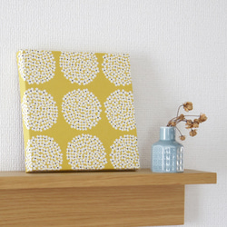 20×20cmちいさなファブリックパネル［ フラワーサークル ］イエロー