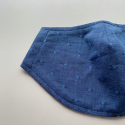 大人用✤マスク ドット UV ノーズワイヤー入り 藍色 ジャガード織り イージーケア 2枚目の画像