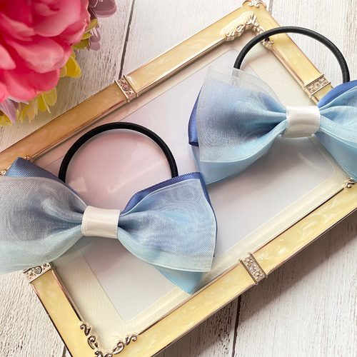 オーガンジーリボンヘアゴム シンデレラと馬車 アンジュ オーガンジー