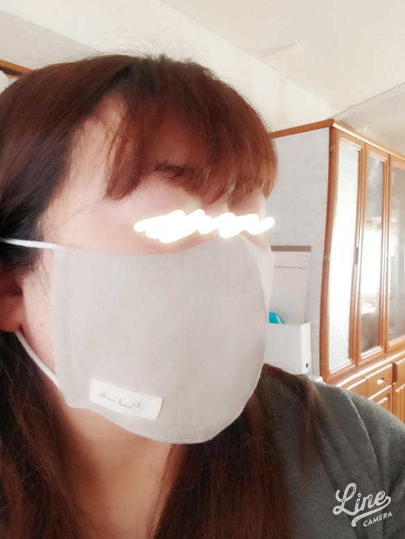 ポケット付き☆綿麻素材の立体夏マスク 5枚目の画像