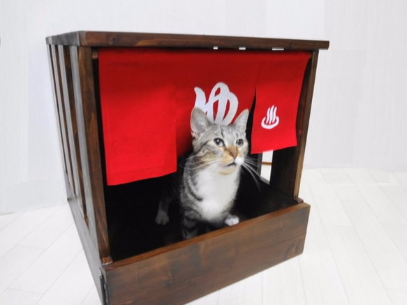 新・まるで温泉！猫ハウス　猫トイレカバー 1枚目の画像