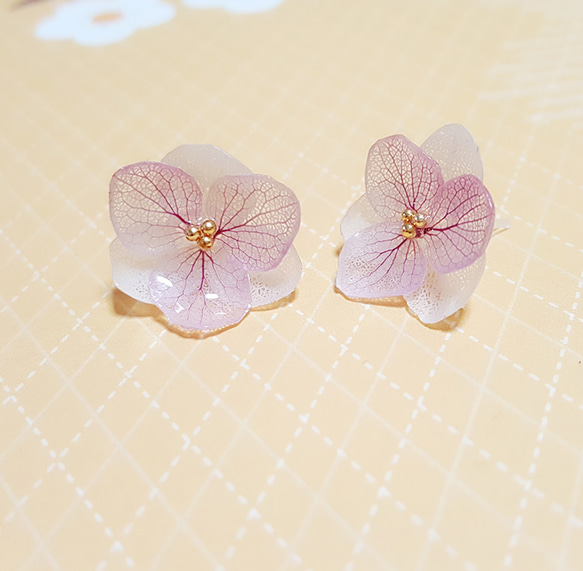 紫陽花のピアス(パープル) 1枚目の画像