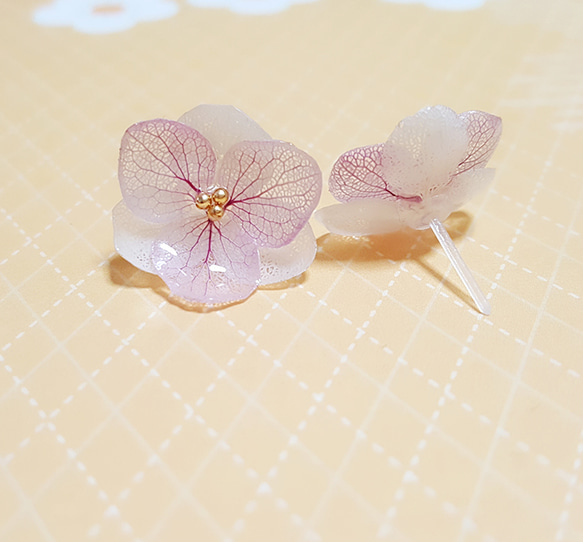 紫陽花のピアス(パープル) 2枚目の画像