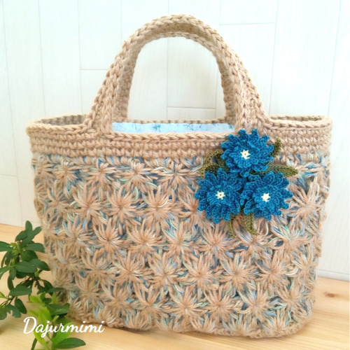 麻ひもバッグ 花模様編み かごバッグ dajurmimi 通販 11773434