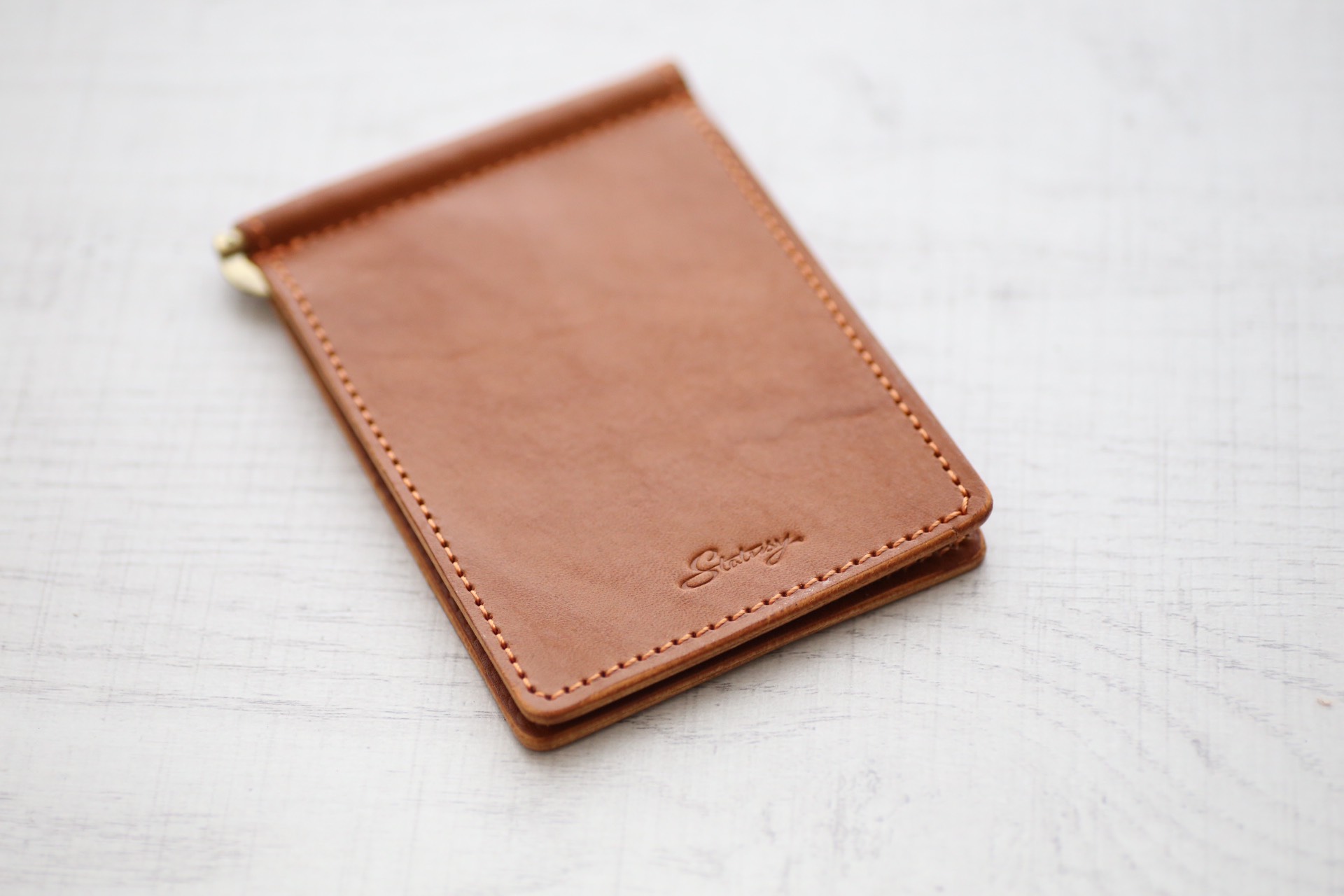 レザークラフト　ハンドメイド　カービング　財布　マネークリップ