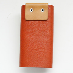 [免運費] 優質意大利皮革讓日常充滿樂趣... 由真皮製成的基本鑰匙包。日本製造橙色 第3張的照片