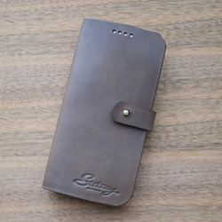エルバマットのiphoneケース　iphone7 8 x xr xs ・・・　イタリア革 受注制作 （グレー） 1枚目の画像