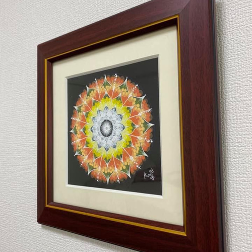 点描曼荼羅アート【赤い華（情熱）】 絵画 Prism rose 通販