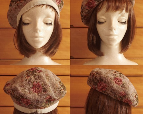 送料無料】2WAYベレー帽／サイズ調節できます♪／一点モノ／AC210010F