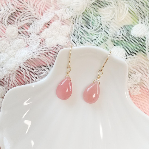 14kgf ～あなたの魅力を引き出す天然石のピアス～（グァバクォーツ  