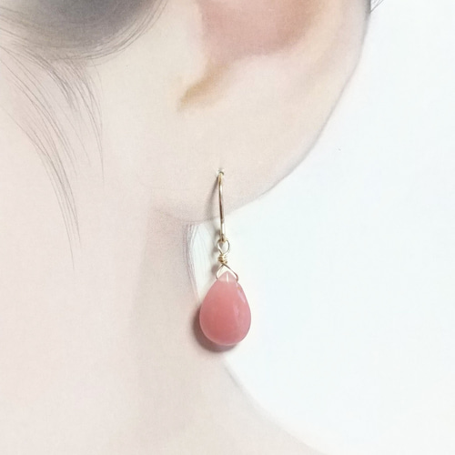 No.597✨天然石✨グァバクォーツコッパーの一粒ピアス　イヤリング 激安商品 No.597✨天然石✨グァバクォーツコッパーの一粒ピアス