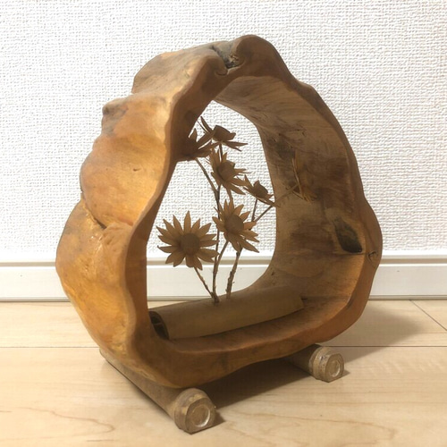 竹細工/置物/竹/ハンドメイド/枯れないお花/木製/玄関などに/立体
