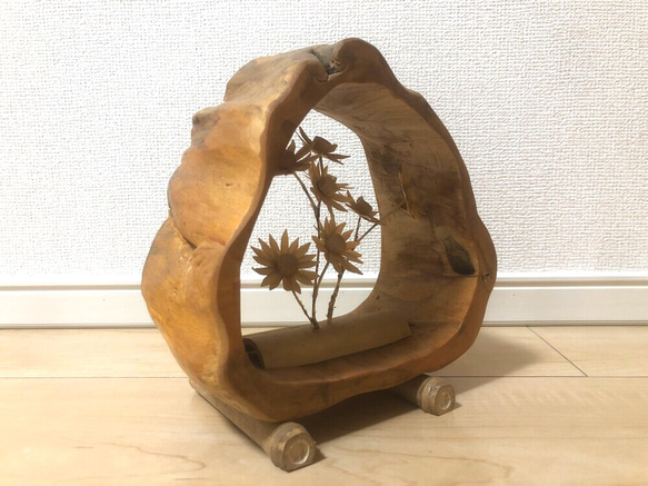 竹細工/置物/竹/ハンドメイド/枯れないお花/木製/玄関などに/立体/オブジェ/インテリア 3枚目の画像