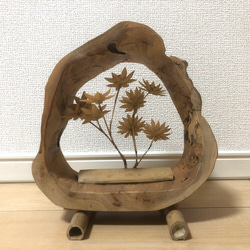 竹細工/置物/竹/ハンドメイド/枯れないお花/木製/玄関などに/立体/オブジェ/インテリア 5枚目の画像