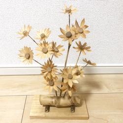 竹細工/置物/竹/ハンドメイド/枯れないお花/玄関などに/立体/オブジェ/インテリア 1枚目の画像