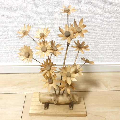 竹細工/置物/竹/ハンドメイド/枯れないお花/玄関などに/立体/オブジェ