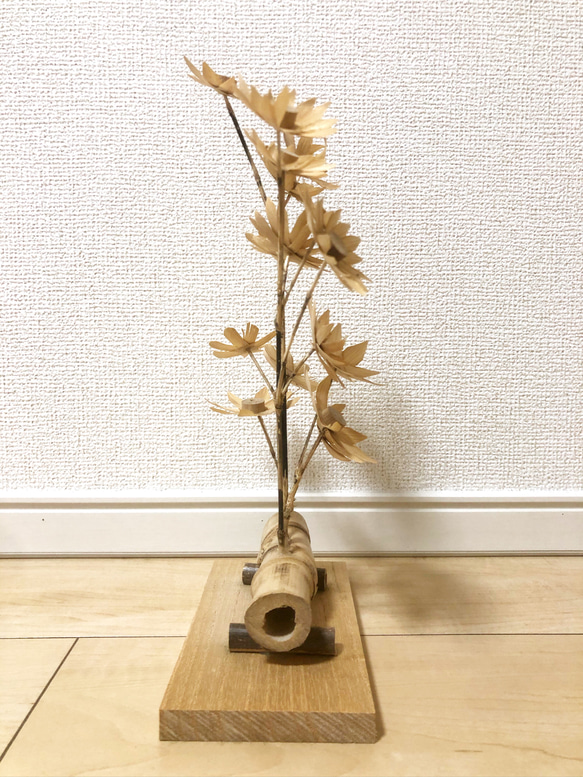 竹細工/置物/竹/ハンドメイド/枯れないお花/玄関などに/立体/オブジェ/インテリア 2枚目の画像