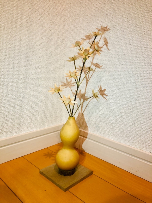 竹細工/置物/竹/ひょうたん/ハンドメイド/枯れないお花/木製/玄関に 2枚目の画像