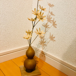 竹細工/置物/竹/ひょうたん/ハンドメイド/枯れないお花 2枚目の画像