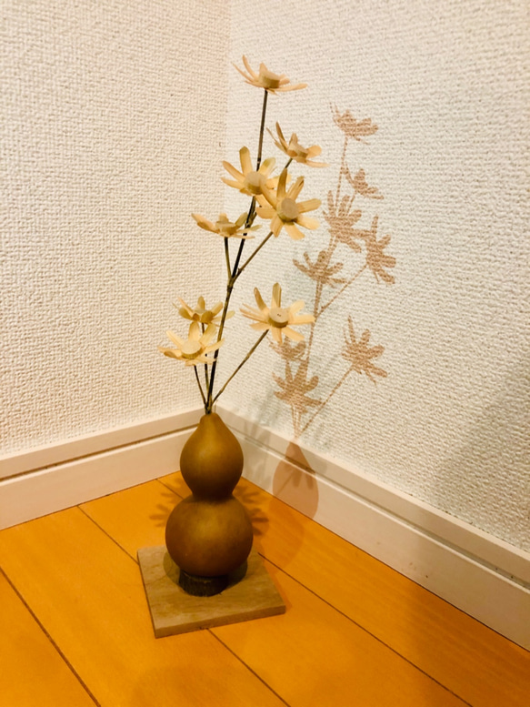 竹細工/置物/竹/ひょうたん/ハンドメイド/枯れないお花 2枚目の画像