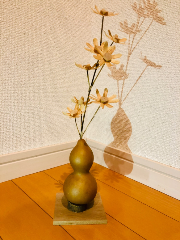 竹細工/置物/竹/ひょうたん/ハンドメイド/枯れないお花 4枚目の画像