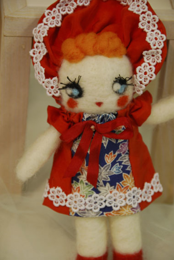 ウールフリースの文化人形　小　ココ 2枚目の画像