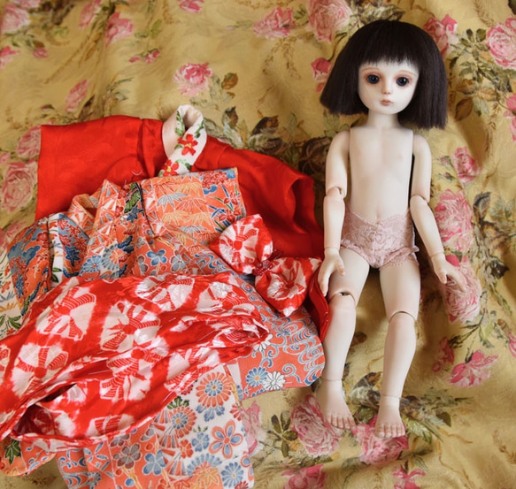 短冊模様の着物　オールビスク球体関節人形 3枚目の画像