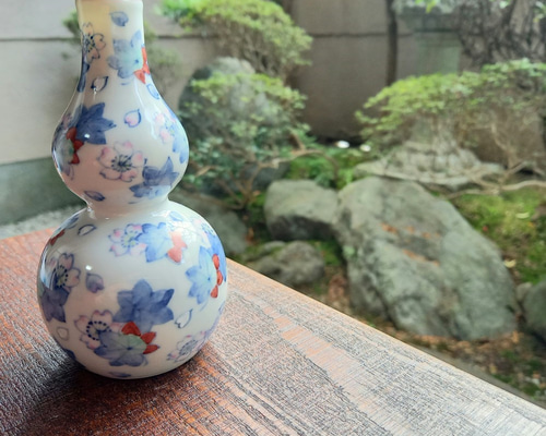 一輪挿し 花器 徳利 御神酒 染付 印判 山水 家屋 中国 青花 長首瓶 一輪挿し 花器 徳利 御神酒 染付 印判 山水 家屋 中国 青花 長首瓶