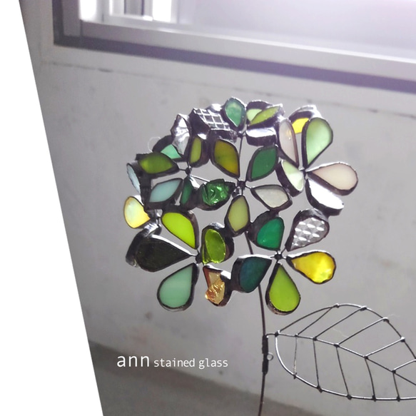 ステンドグラス　紫陽花D210630-G 4枚目の画像
