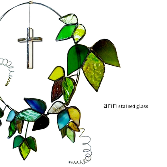 ステンドグラス　アイビーリースA190118-GK 2枚目の画像