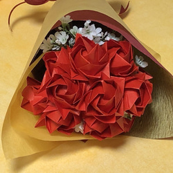 折り紙 バラの花束 12本 ブーケ レッド 赤 3枚目の画像