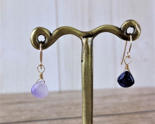 希少石！ 14KGFオパライズドフローライト マロン型 フックピアス FP