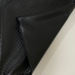 キルト調 合皮レザー クッションカバー チェック柄 ブラック  45×45㎝ [モノトーン] 黒 5枚目の画像