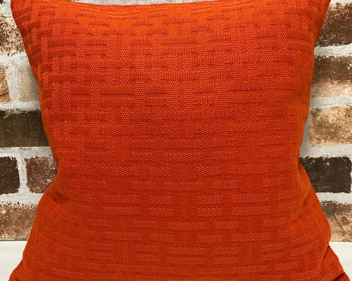 オレンジチェック×2枚　クッションカバー 0_1ca719bfd40467be9f53f2b6990b