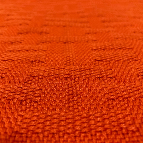 北欧家具にもあう織物調チェック柄クッションカバー オレンジ 45