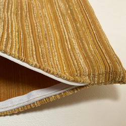 モール糸 細めストライプ柄 イエロー クッションカバー 45×45㎝ ファスナー付 5枚目の画像