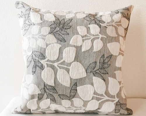 送料無料♪カントリーハウススタイル ボタニカル柄 グレー＆アイボリー