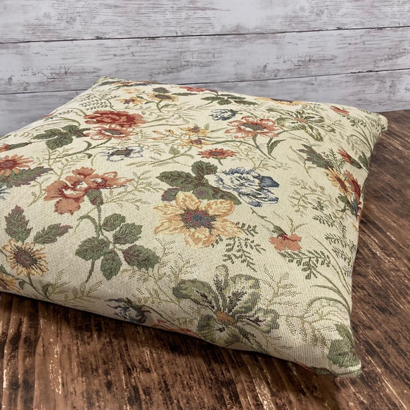 アンティーククッションカバー 座布団カバー アンティーク調 クラシック 花柄 洋風 55×59