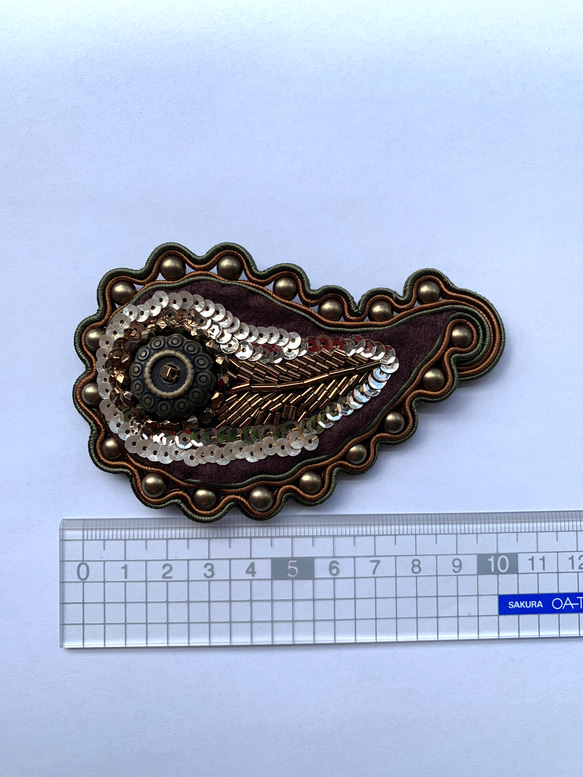 ソウタシエ　ペイズリーバレッタ /soutache 和装小物 6枚目の画像