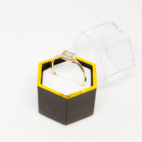 受注生産／3月誕生石】K10YG アクアマリン オクタゴン ベゼル