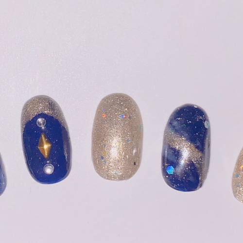 ジェルネイルチップ♡キラキラ、星空、夜空ネイル♡夏ネイル♡ ネイル