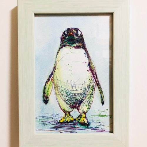 つよいペンギン】お部屋でアートシリーズ36 手描き／アート