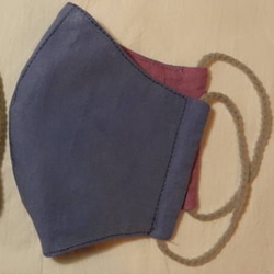 アーユルベーダ染めリバーシブルマスクポケット付き、インディゴ×ヘナインディゴ 4枚目の画像