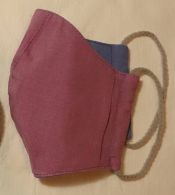 アーユルベーダ染めリバーシブルマスクポケット付き、インディゴ×ヘナインディゴ 5枚目の画像
