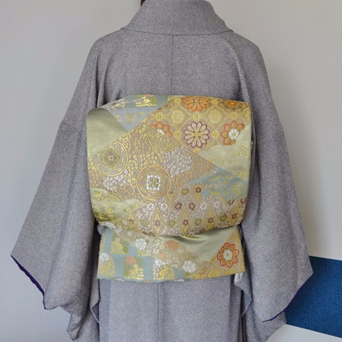 すぐに結べる「さくら造り帯」 西陣織袋帯の二重太鼓 D-215 着物 無何