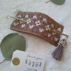 再販"iikao-1113"インド刺繍リボンのマジェステ♡大人ブラウン 2枚目の画像